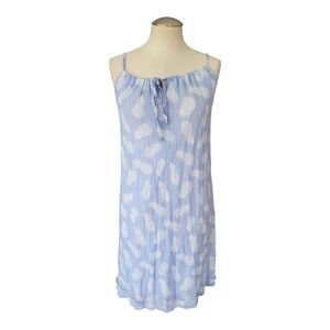 India Boutique Blue White Pineapple Print Pleated Sundress One Size